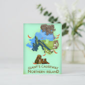 ジャイアンツ・コーズウェイ北アイルランド地図と旅行のポスター ポストカード (スタンド正面)