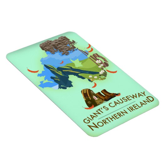 ジャイアンツ・コーズウェイ北アイルランド地図と旅行のポスター マグネット (右側)