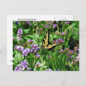 ジャイアントアゲハチョウバタフライオンパープルスタティチェ ポストカード (正面/裏面)