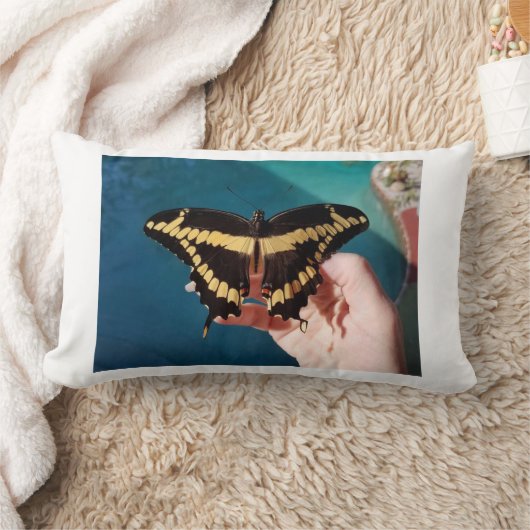 ジャイアントイエローアゲハチョウ蝶 ランバークッション (ブランケット)
