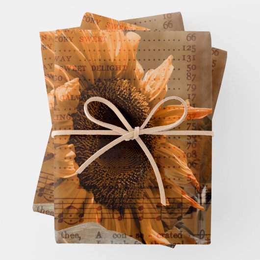 ジャイアントイエローサンフラワーズヒムンミュージックカントリ素朴ー ラッピングペーパーシート (インサイチュ)