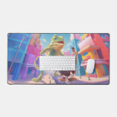 ジャイアントカメレオンシティイラストレーション デスクマット (キーボード&マウス)