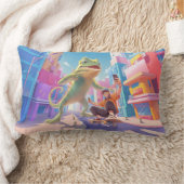 ジャイアントカメレオンシティイラストレーション ランバークッション (ブランケット)