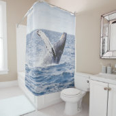 ジャイアントクジラが海から飛び出す  シャワーカーテン (インサイチュ)