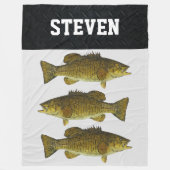 ジャイアントコージースモールマスバス魚釣りメンズネーム フリースブランケット (正面)