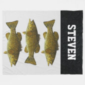 ジャイアントコージースモールマスバス魚釣りメンズネーム フリースブランケット (正面(横))