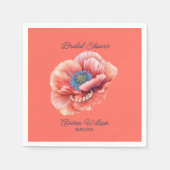 ジャイアントコーラルポピー付きリビングコーラルブライダルシャワー スタンダードカクテルナプキン (正面)