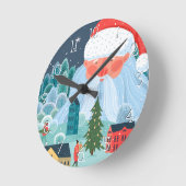 ジャイアントサンタオーバーシーズタウン ラウンド壁時計 (傾斜)