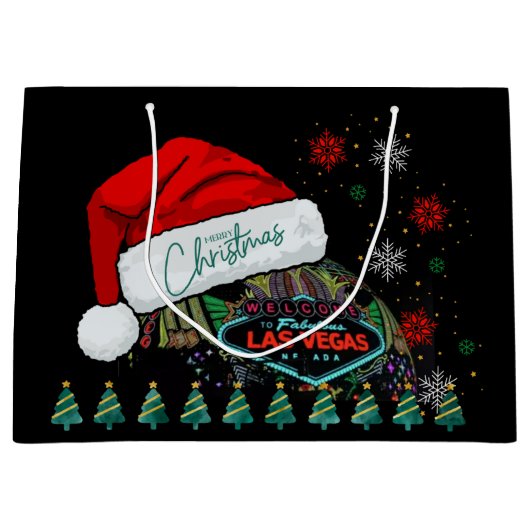 ジャイアントサンタハットラスベガスクリスマス抱き枕 ラージペーパーバッグ (正面)