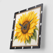 ジャイアントサンフラワーイエロー開花 スクエア壁時計 (傾斜)