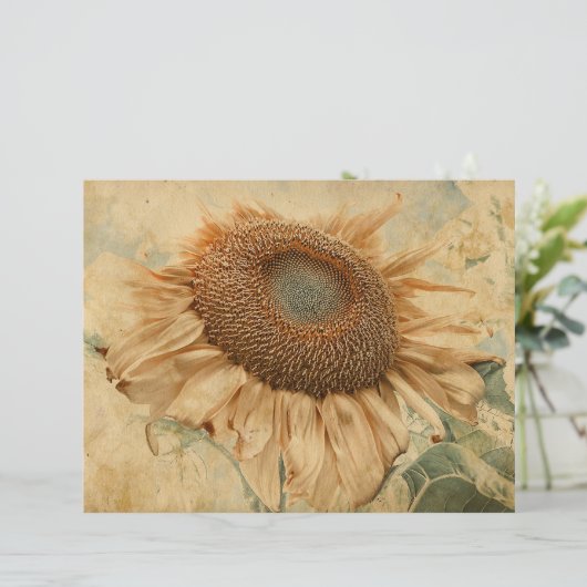 ジャイアントサンフラワーズイエローオールドヴィンテージデカップアート (スタンド正面)