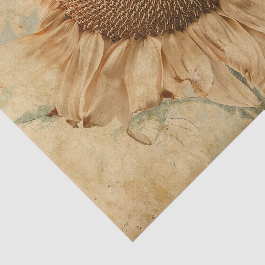 ジャイアントサンフラワーズイエローオールドヴィンテージデカップアート 薄葉紙 (詳細)