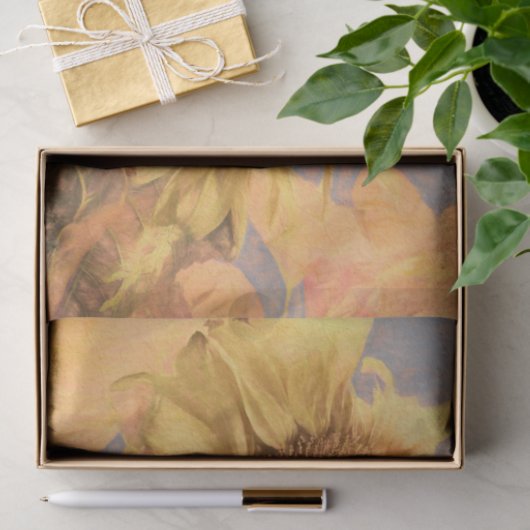 ジャイアントサンフラワーズカントリーイエローグレーデカップアート 薄葉紙 (ギフト)