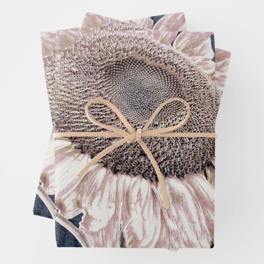 ジャイアントサンフラワーズグレイヴィンテージセピアデクページ ラッピングペーパーシート (インサイチュ)