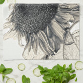 ジャイアントサンフラワーズセピアヴィンテージスタイルアートデザイン キッチンタオル (折り畳み)