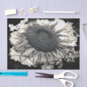 ジャイアントサンフラワーズセピア白黒ヴィンテージ 薄葉紙 (クラフト)