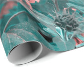 ジャイアントサンフラワーズピンクティール（緑がかった色）フローラアートデコパージュ ラッピングペーパー (ロールコーナー)