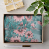 ジャイアントサンフラワーズピンクティール(緑がかった色)フローラデカップアート 薄葉紙 (ギフト)