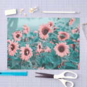 ジャイアントサンフラワーズピンクティール(緑がかった色)フローラデカップアート 薄葉紙 (クラフト)