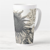 ジャイアントサンフラワーズヴィンテージアンティークセピアアート カフェラテマグ (右アングル)