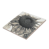 ジャイアントサンフラワーズヴィンテージアンティークセピアフローラアート タイル (側面)