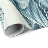 ジャイアントサンフラワーズヴィンテージアートティール（緑がかった色）ブルーデカップージ ラッピングペーパー (ロールコーナー)