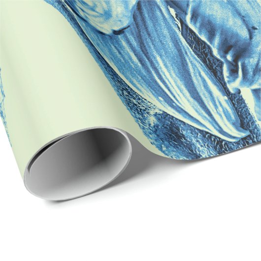 ジャイアントサンフラワーズヴィンテージアートブルーグリーンデクページ ラッピングペーパー (ロールコーナー)