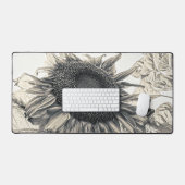 ジャイアントサンフラワーズヴィンテージセピアアート デスクマット (キーボード&マウス)