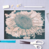 ジャイアントサンフラワーズヴィンテージセピアティール(緑がかった色)ヴィネット 薄葉紙 (クラフト)