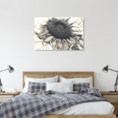 ジャイアントサンフラワーズヴィンテージセピアデカップアート キャンバスプリント (インサイチュ (寝室))