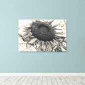 ジャイアントサンフラワーズヴィンテージセピアデカップアート キャンバスプリント (インサイチュ (ウッドフロア))