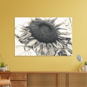 ジャイアントサンフラワーズヴィンテージセピアデカップアート キャンバスプリント (インサイチュ (リビング))