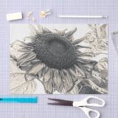 ジャイアントサンフラワーズヴィンテージセピアデカップアート 薄葉紙 (クラフト)