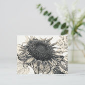 ジャイアントサンフラワーズヴィンテージセピアデコパージュアート ポストカード (スタンド正面)