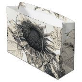ジャイアントサンフラワーズヴィンテージセピアデザインアート ラージペーパーバッグ (裏面アングル)