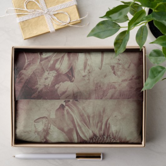 ジャイアントサンフラワーセピアブラウンヴィンテージアンティーク 薄葉紙 (ギフト)