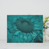 ジャイアントサンフラワーティール（緑がかった色）ブルーヴィンテージアンティーク (スタンド正面)