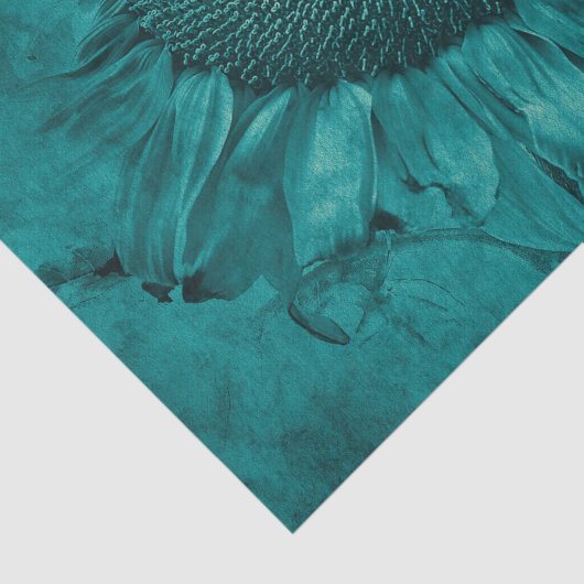 ジャイアントサンフラワーティール(緑がかった色)ブルーヴィンテージアンティーク 薄葉紙 (詳細)