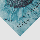 ジャイアントサンフラワーライトティール（緑がかった色）ブルーヴィンテージスクリプト 薄葉紙