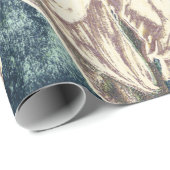 ジャイアントサンフラワーヴィンテージティール(緑がかった色)セピアアートデクページ ラッピングペーパー (ロールコーナー)