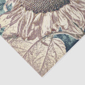 ジャイアントサンフラワーヴィンテージティール（緑がかった色）セピアアートデコパージュ 薄葉紙 (詳細)