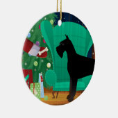 ジャイアントシュナウザーサンタのクリスマスプレゼント セラミックオーナメント (右)