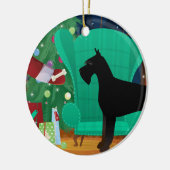 ジャイアントシュナウザーサンタのクリスマスプレゼント セラミックオーナメント (左)