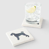 ジャイアントシュナウザードッグブラックウォーター色シルエット ストーンコースター (横)