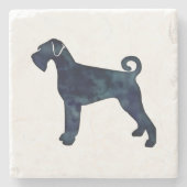 ジャイアントシュナウザードッグブラックウォーター色シルエット ストーンコースター (正面)