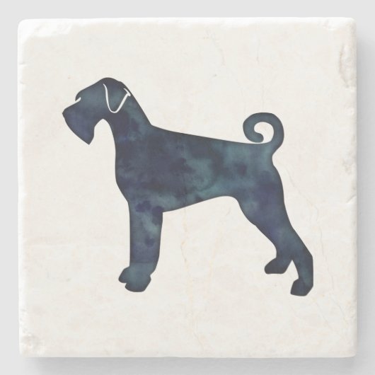 ジャイアントシュナウザードッグブラックウォーター色シルエット ストーンコースター (正面)