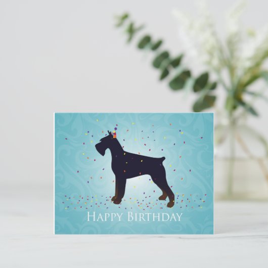 ジャイアントシュナウザーハッピーバースデーデザイン ポストカード (スタンド正面)