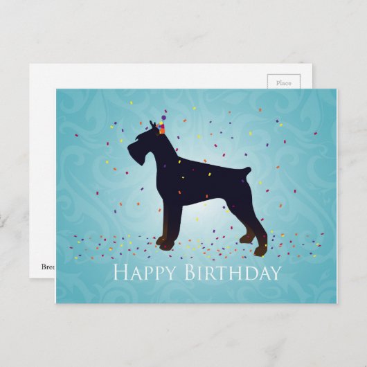 ジャイアントシュナウザーハッピーバースデーデザイン ポストカード (正面/裏面)