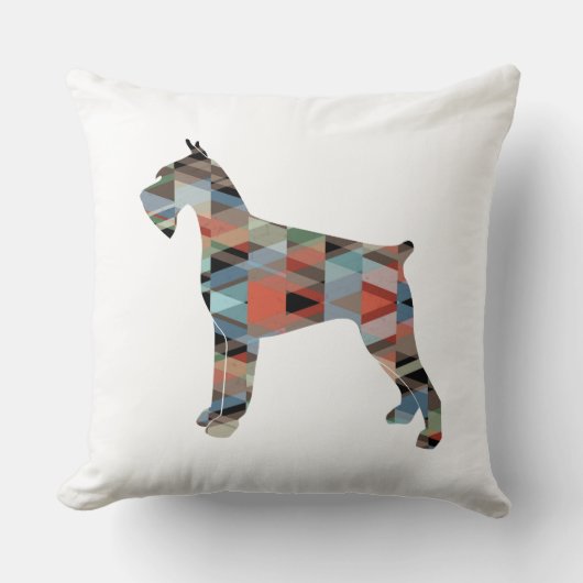 ジャイアントシュナウザー幾何学模様シルエット クッション (正面)