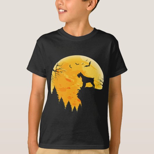ジャイアントシュナウザー愛好家 |ハロウィーン満月 Tシャツ (正面)
